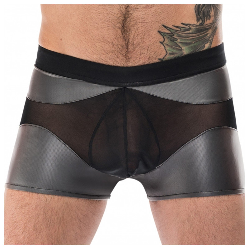 male power Boxer sexy IRON CLAD Noir-Argenté